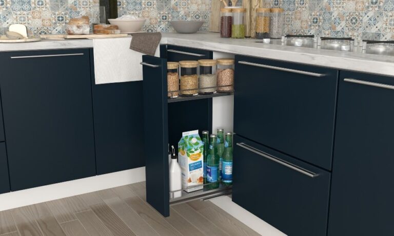blue-and-white-modular-kitchen-design by sk interiors modular kitchen storages
